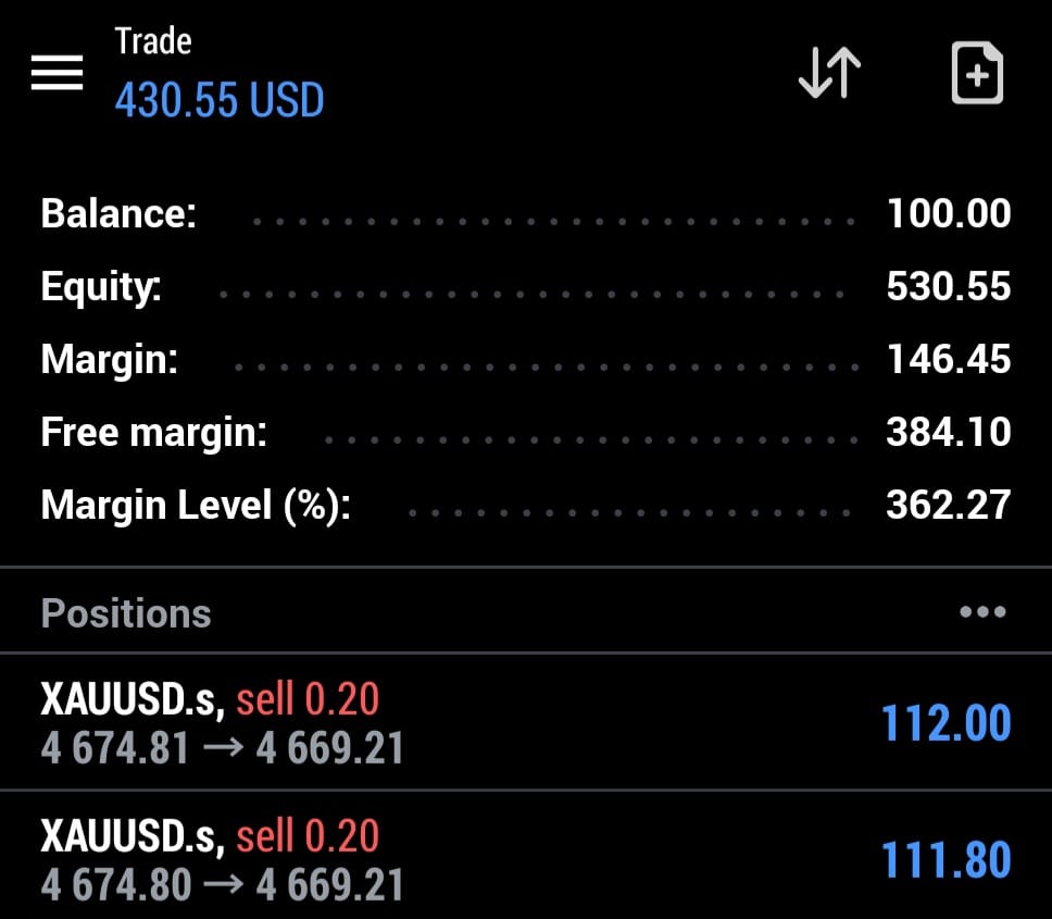 PythonX live MT5 trading result on a real account