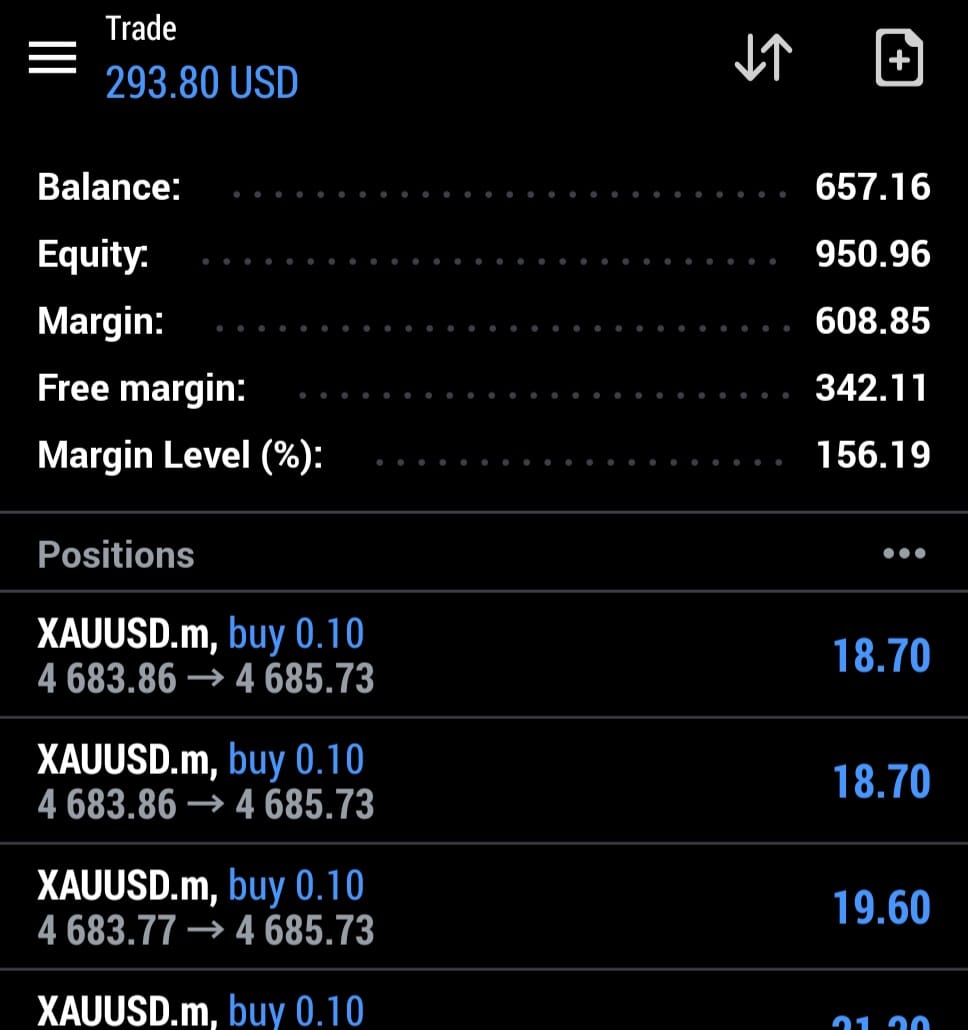 PythonX live MT5 trading result on a real account