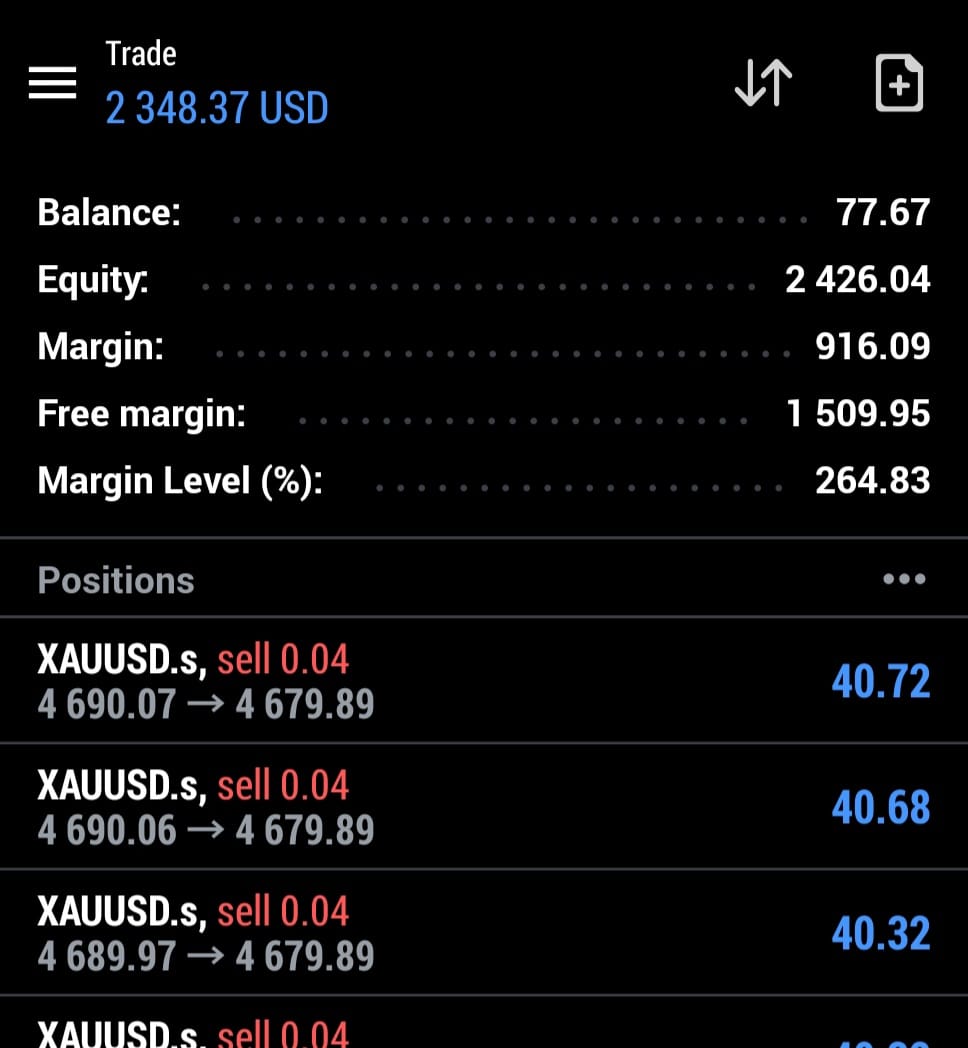 PythonX live MT5 trading result on a real account