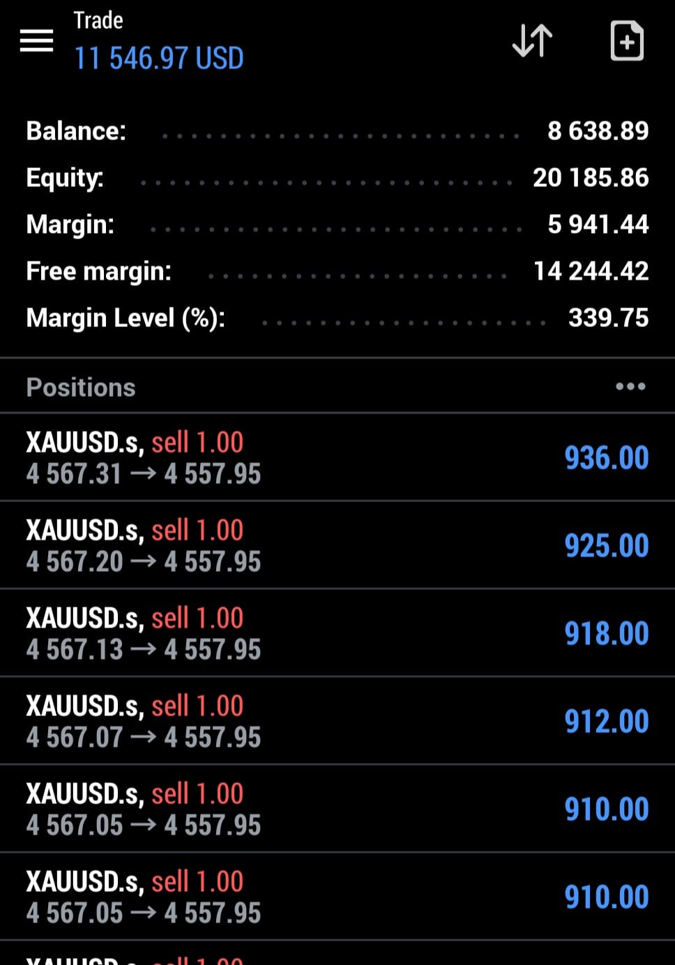PythonX live MT5 trading result on a real account