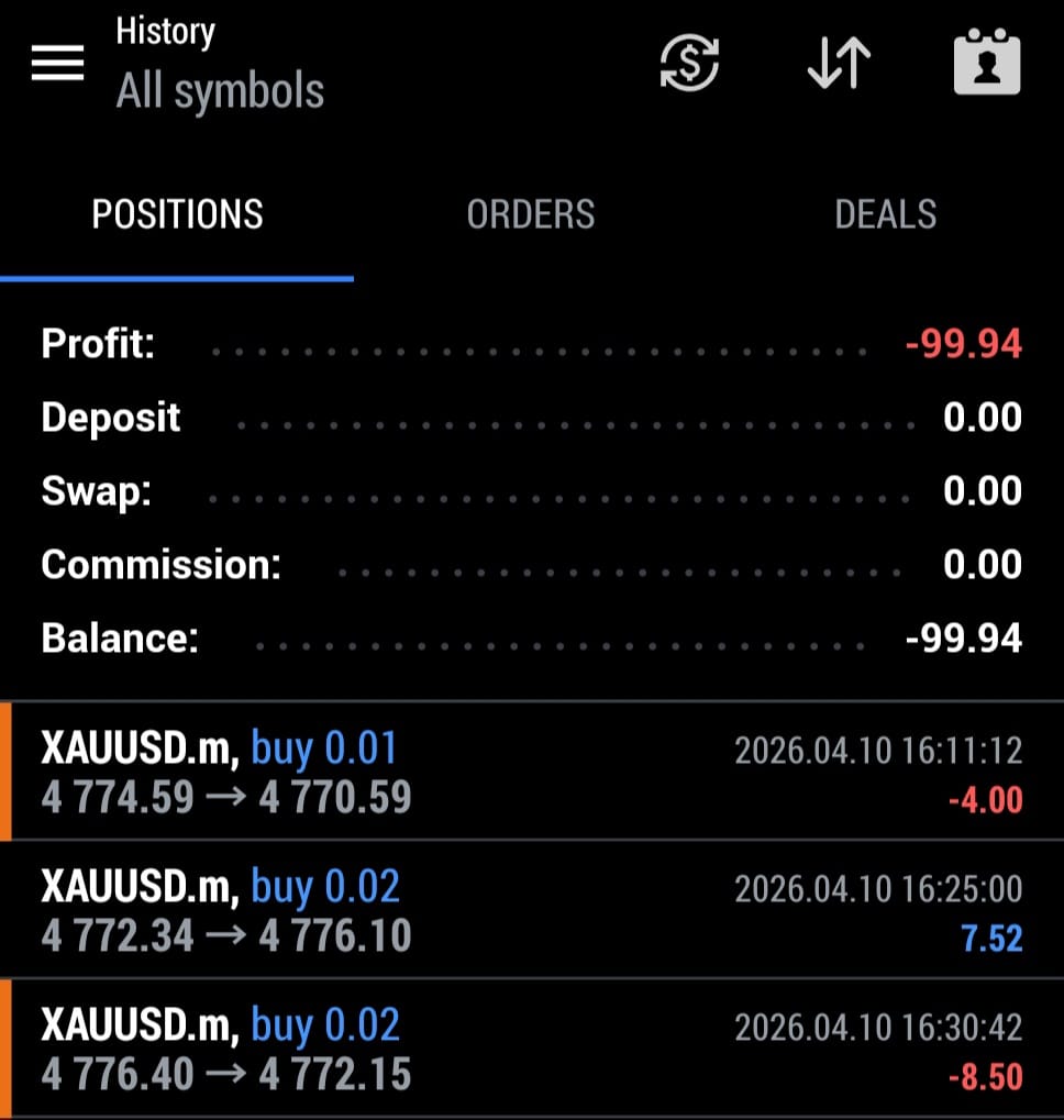PythonX live MT5 trading result on a real account
